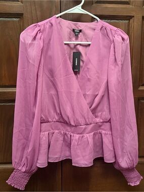 Express Women's lilac Wrap Peplum Blouse
